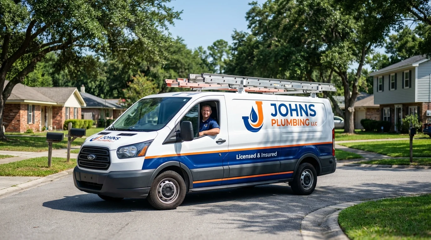 Johns Plumbing LLC service van in Columbia, KY