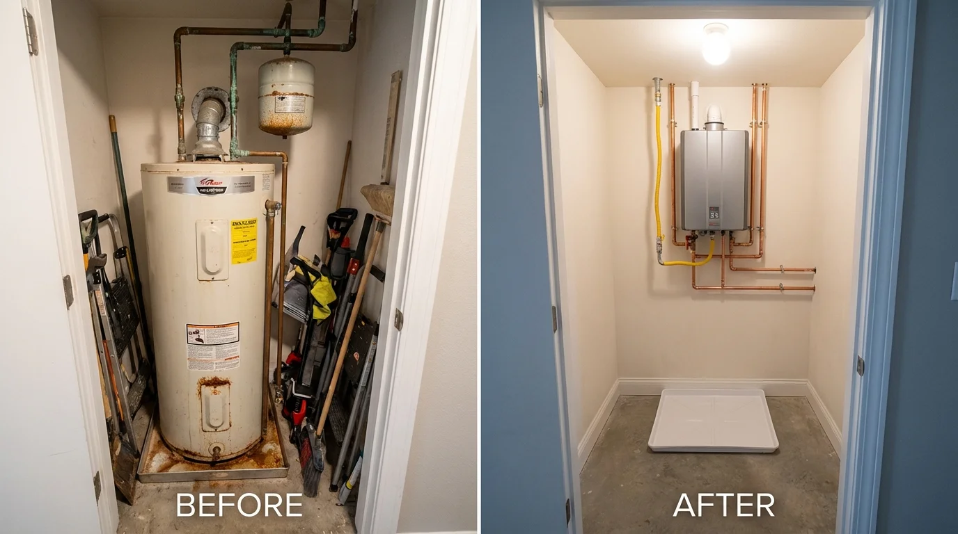 Tank water heater versus wall-mounted tankless unit comparison for Columbia, KY homeowners
